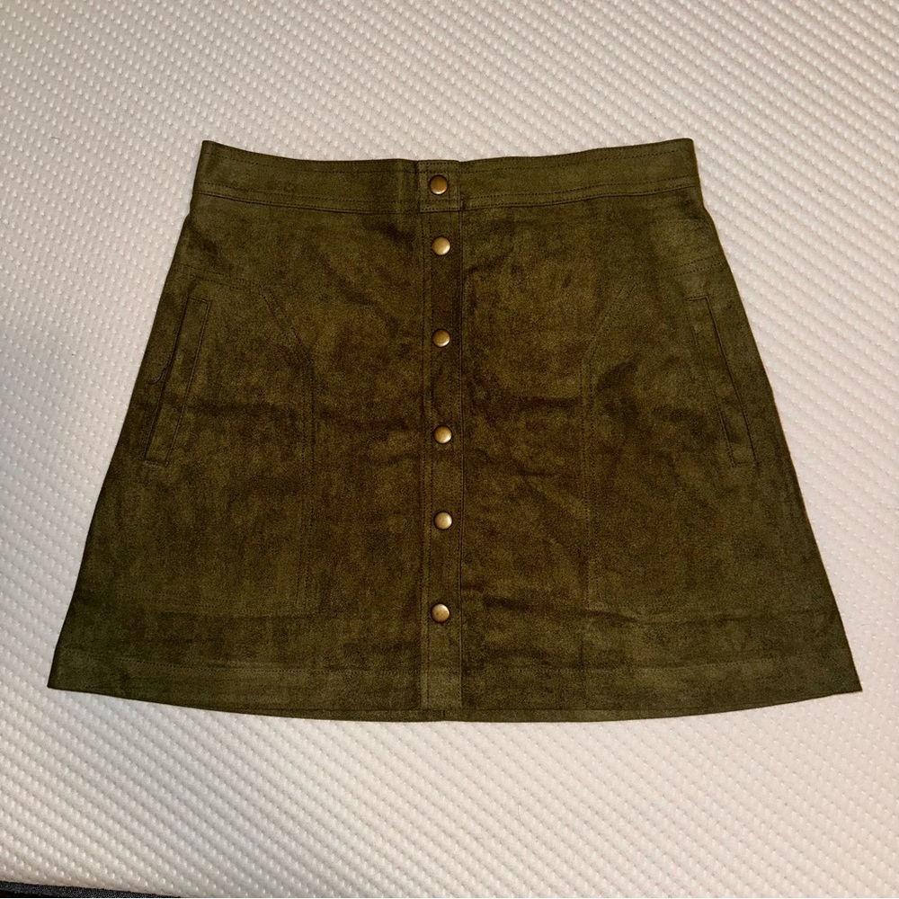 NWT Suede Olive Mini Skirt